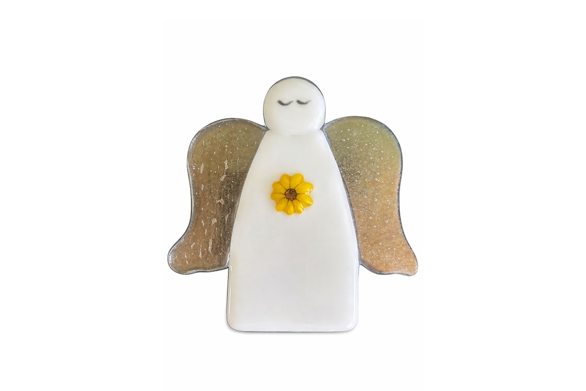 Angel candle holder fused glass keepsake
